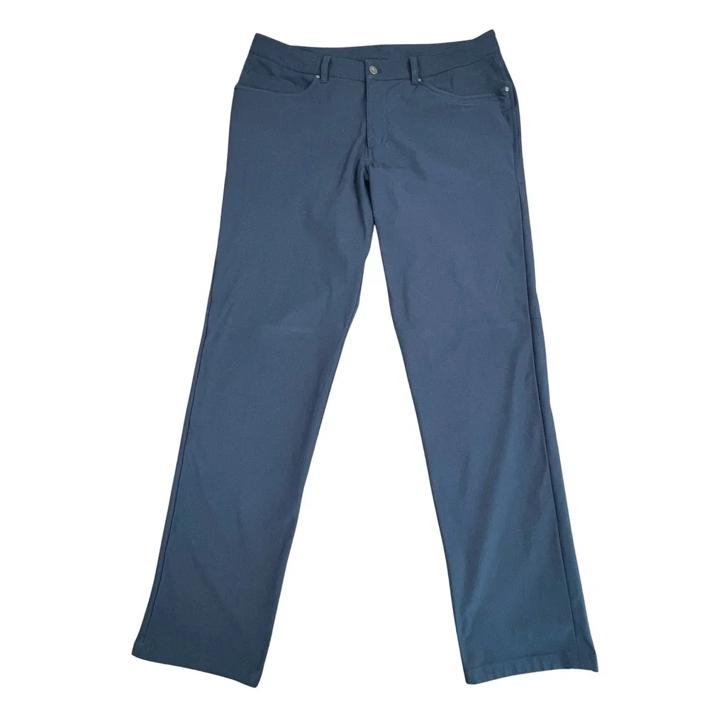 Lululemon ABC Pant Relaxed 36x33 Navy Warpstreme Travel 5 Pocket Stretch M5949S